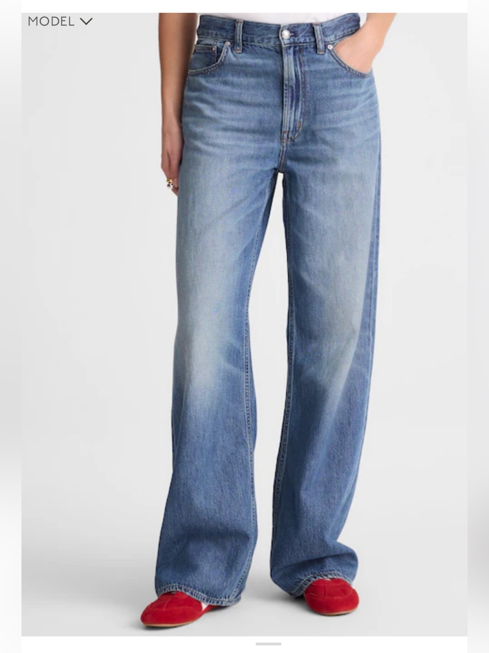 NWT Madewell Low-Slung Baggy Jean in Airy Denim